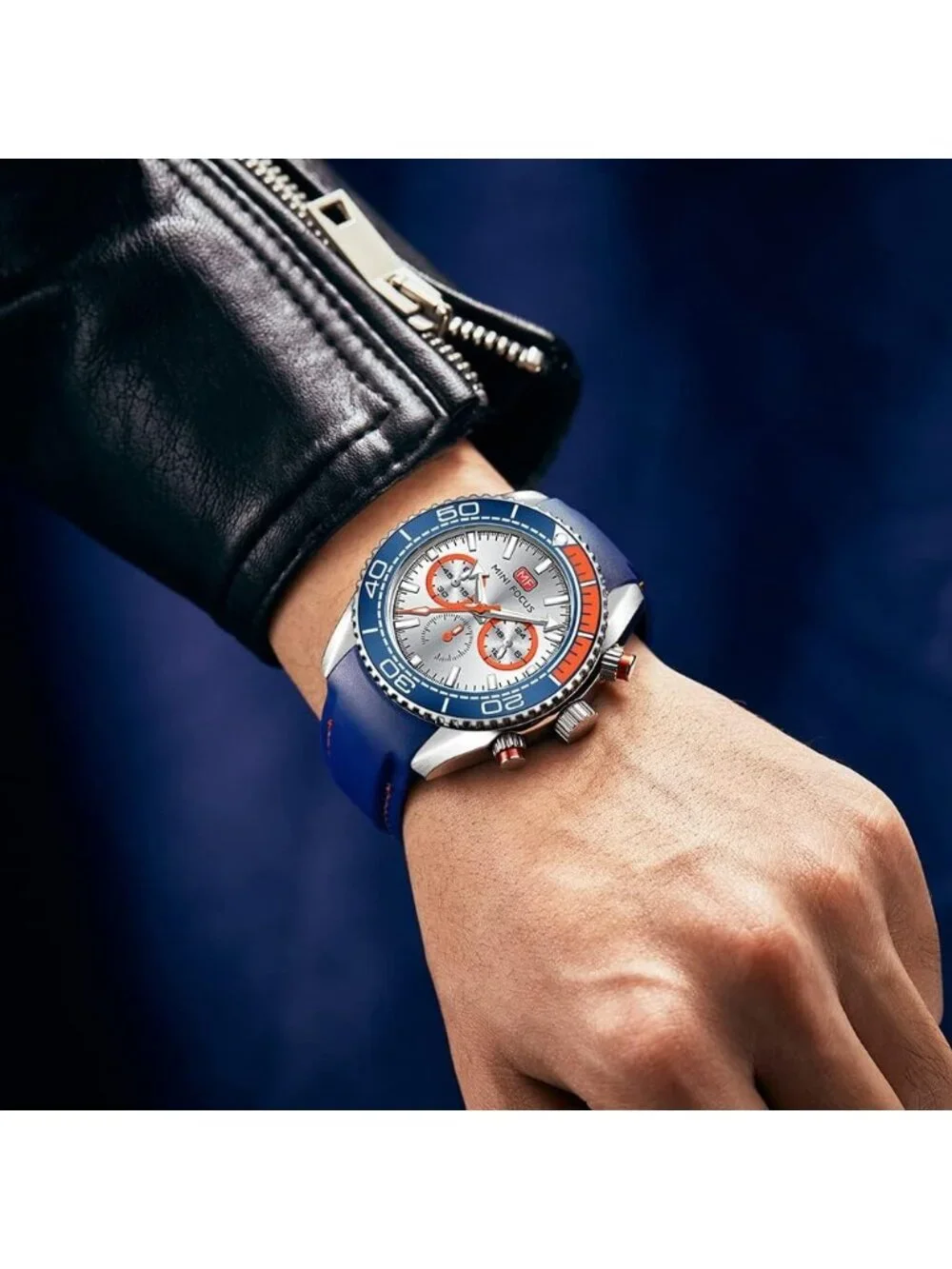 Men's Blue And Silver Analog Waterproof Chronograph Classic Stylish Casual Watch